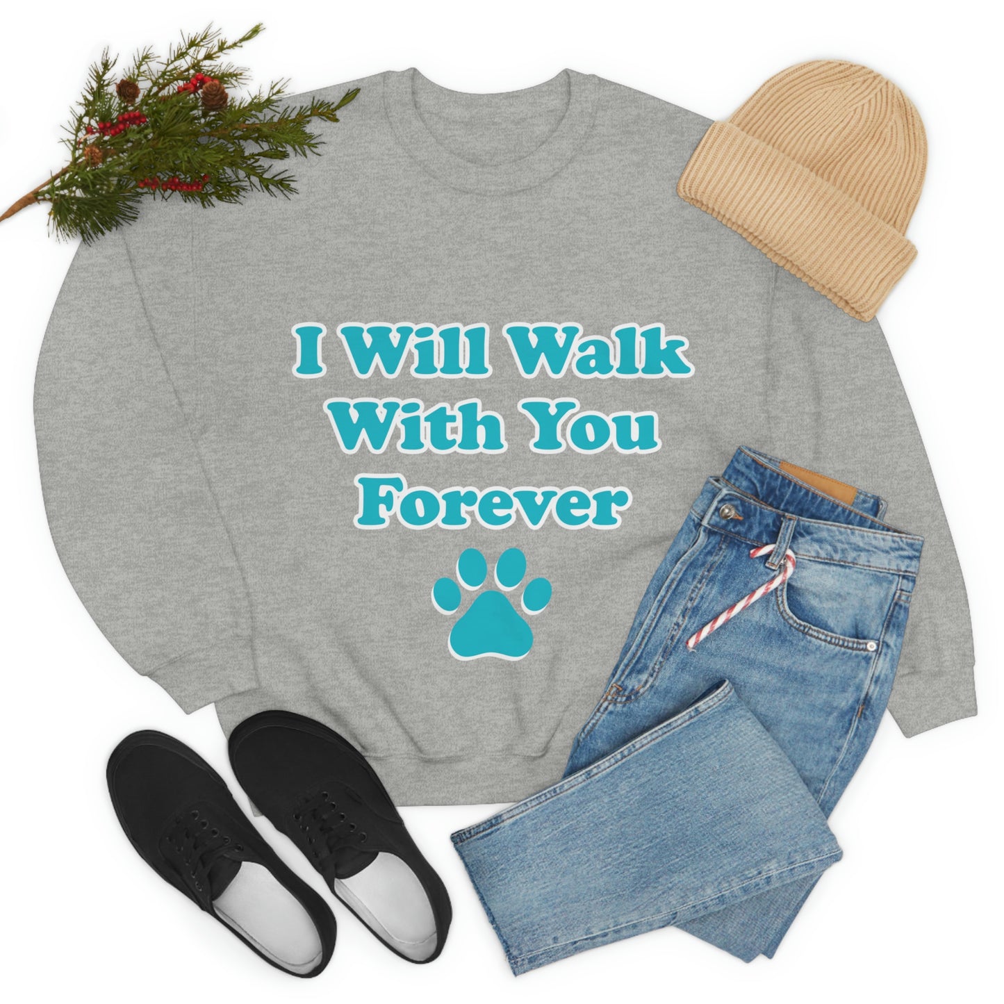 I Will Walk With You Forever Cat Lover Unisex Heavy Blend™ Crewneck Sweatshirt