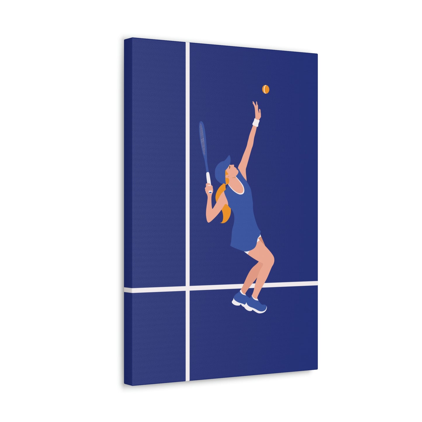 Tennis Player Blue Art Sports Team Classic Art Canvas Gallery Wraps