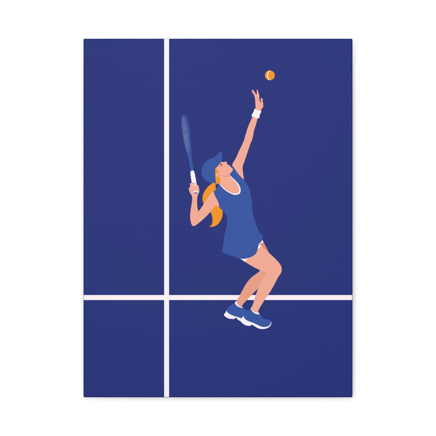 Tennis Player Blue Art Sports Team Classic Art Canvas Gallery Wraps