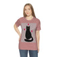 Black Cat with Heart Love Unisex Jersey Short Sleeve T-Shirt