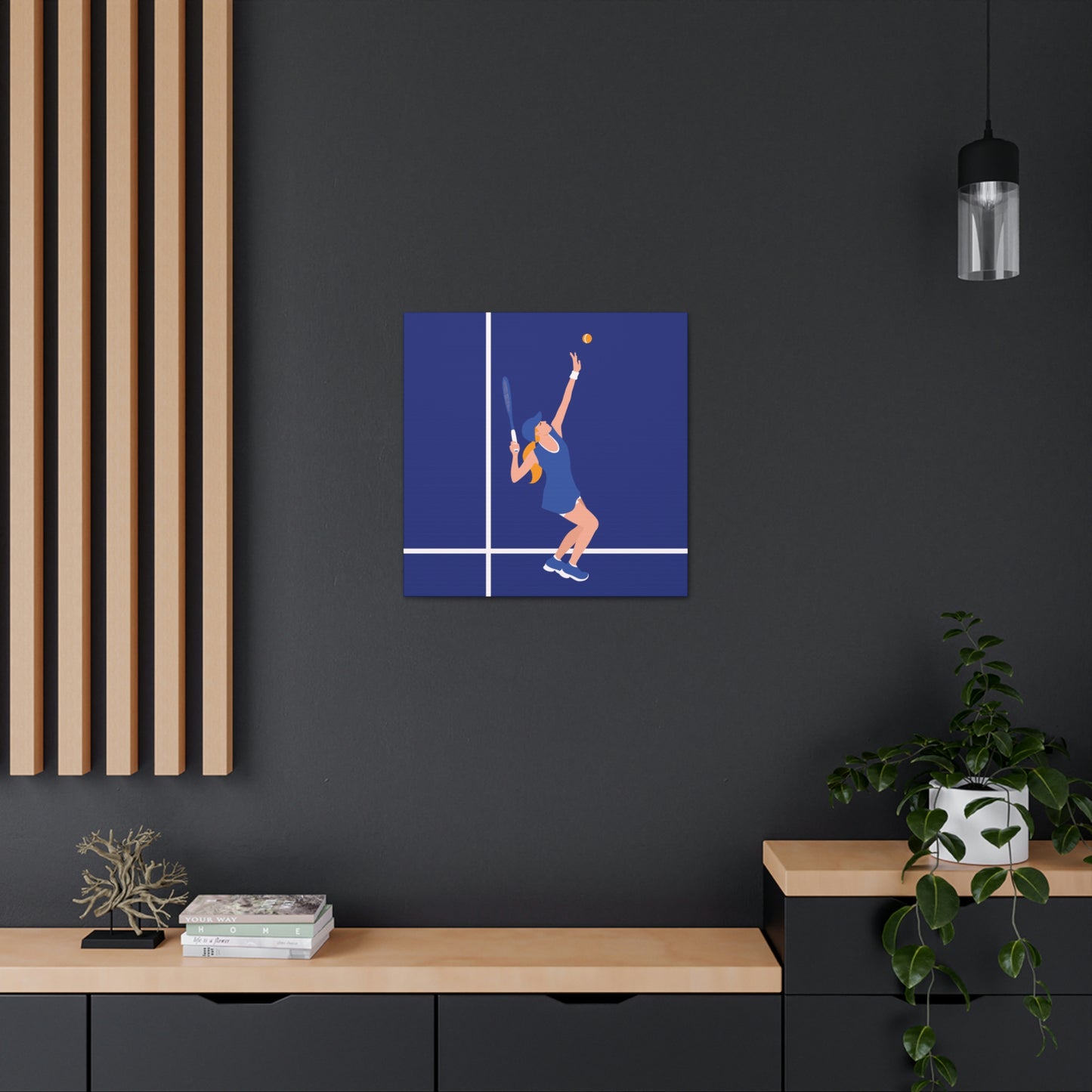 Tennis Player Blue Art Sports Team Classic Art Canvas Gallery Wraps