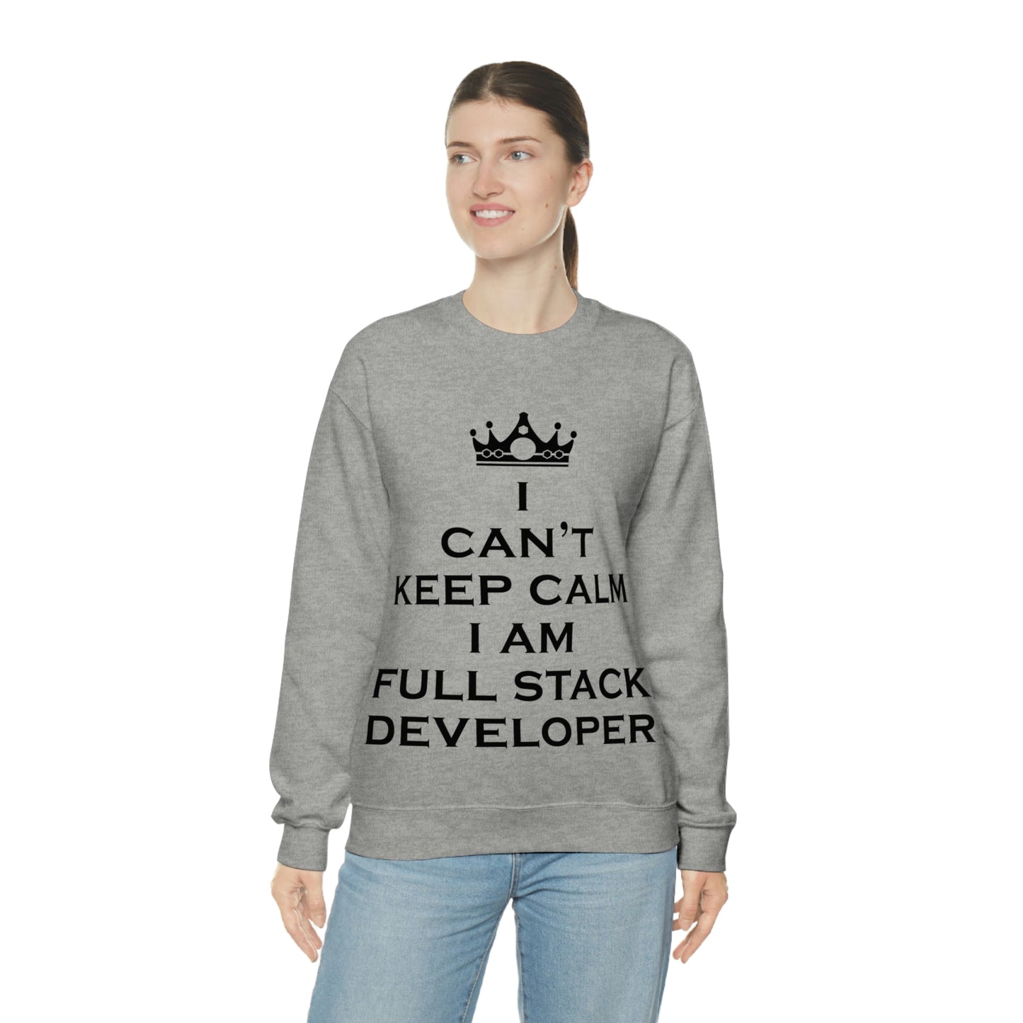 I Can`t Keep Calm I Am Full Stack Developer IT Funny Programming Unisex Heavy Blend™ Crewneck Sweatshirt