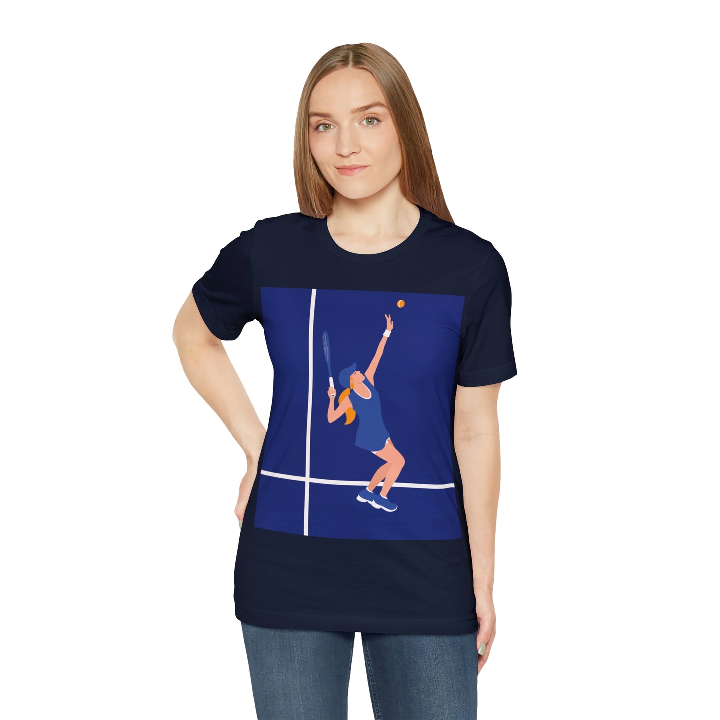 Tennis Player Blue Art Sports Team Unisex Jersey Short Sleeve T-Shirt