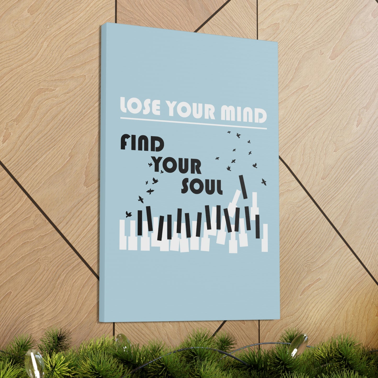 Lose Your Mind Find your Soul Flying birds Piano Keys Music Aesthetic Classic Art Canvas Gallery Wraps