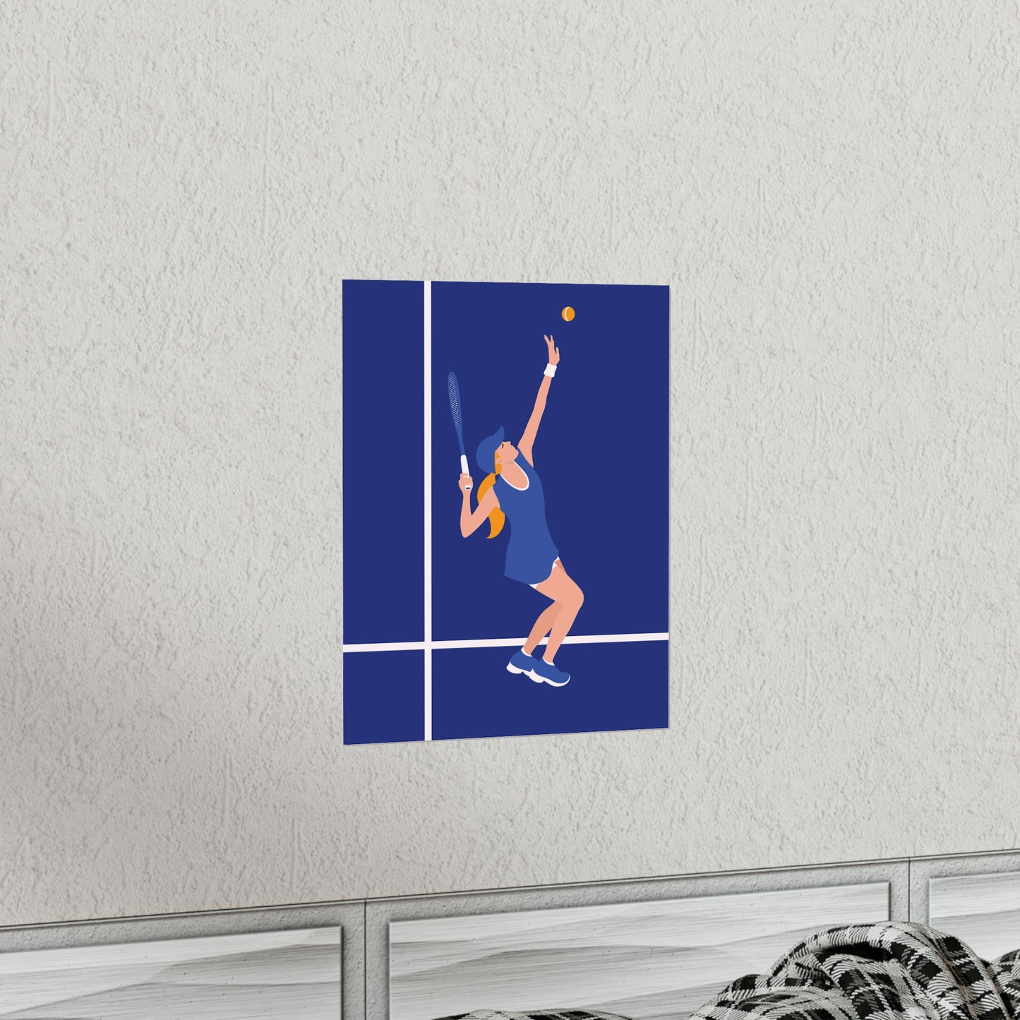 Tennis Player Blue Art Sports Team Premium Matte Vertical Posters