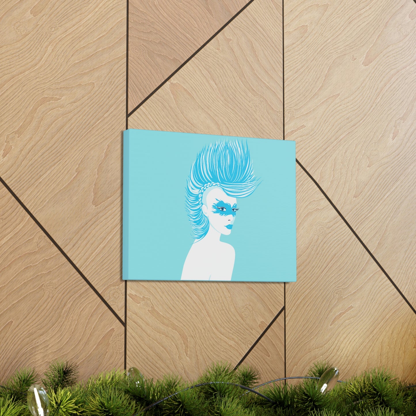 Blue Punk Woman Art Unique Edgy Graphic Aesthetic Classic Art Canvas Gallery Wraps