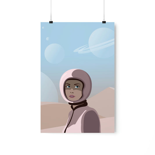 Astronaut Woman Aliens Minimal Art Aesthetic Premium Matte Vertical Posters