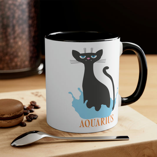 Aquarius Cat Zodiac Sign Classic Accent Coffee Mug 11oz
