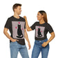 Black Cat with Heart Love Unisex Jersey Short Sleeve T-Shirt