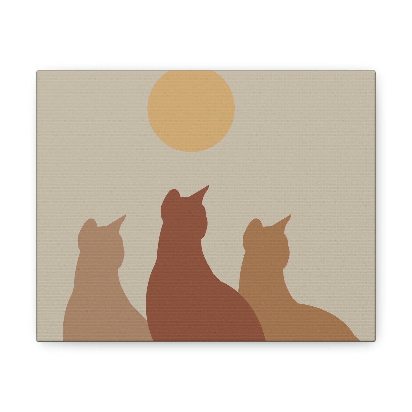 Abstract Boho Cats Relaxed Aesthetic Beige Minimalist Classic Art Canvas Gallery Wraps