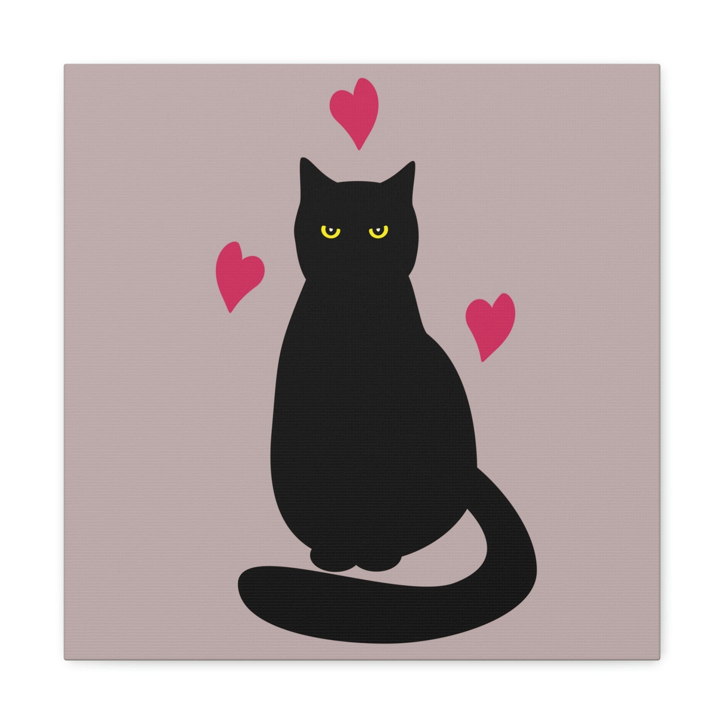 Black Cat with Heart Love Aesthetic Classic Art Canvas Gallery Wraps