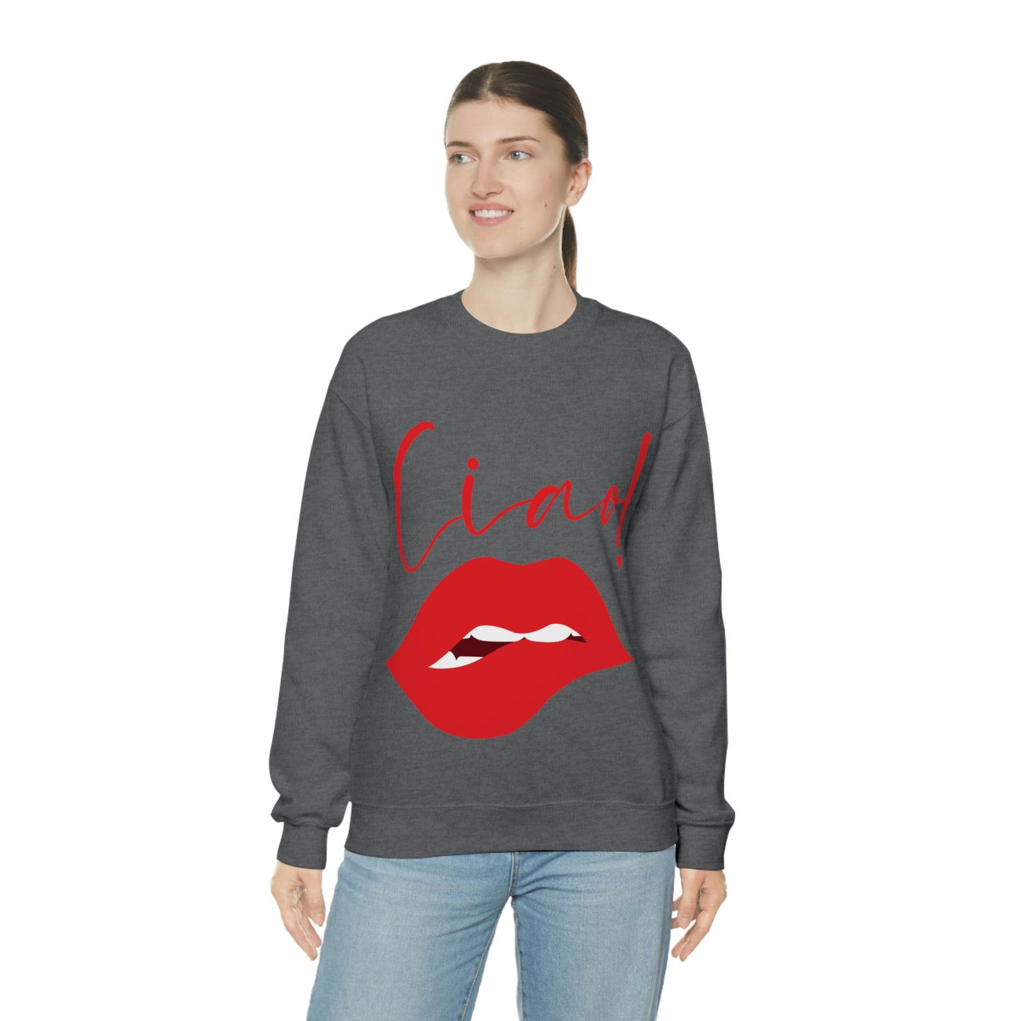 Ciao Hello Goodbye Red Lips Lipstick Unisex Heavy Blend™ Crewneck Sweatshirt