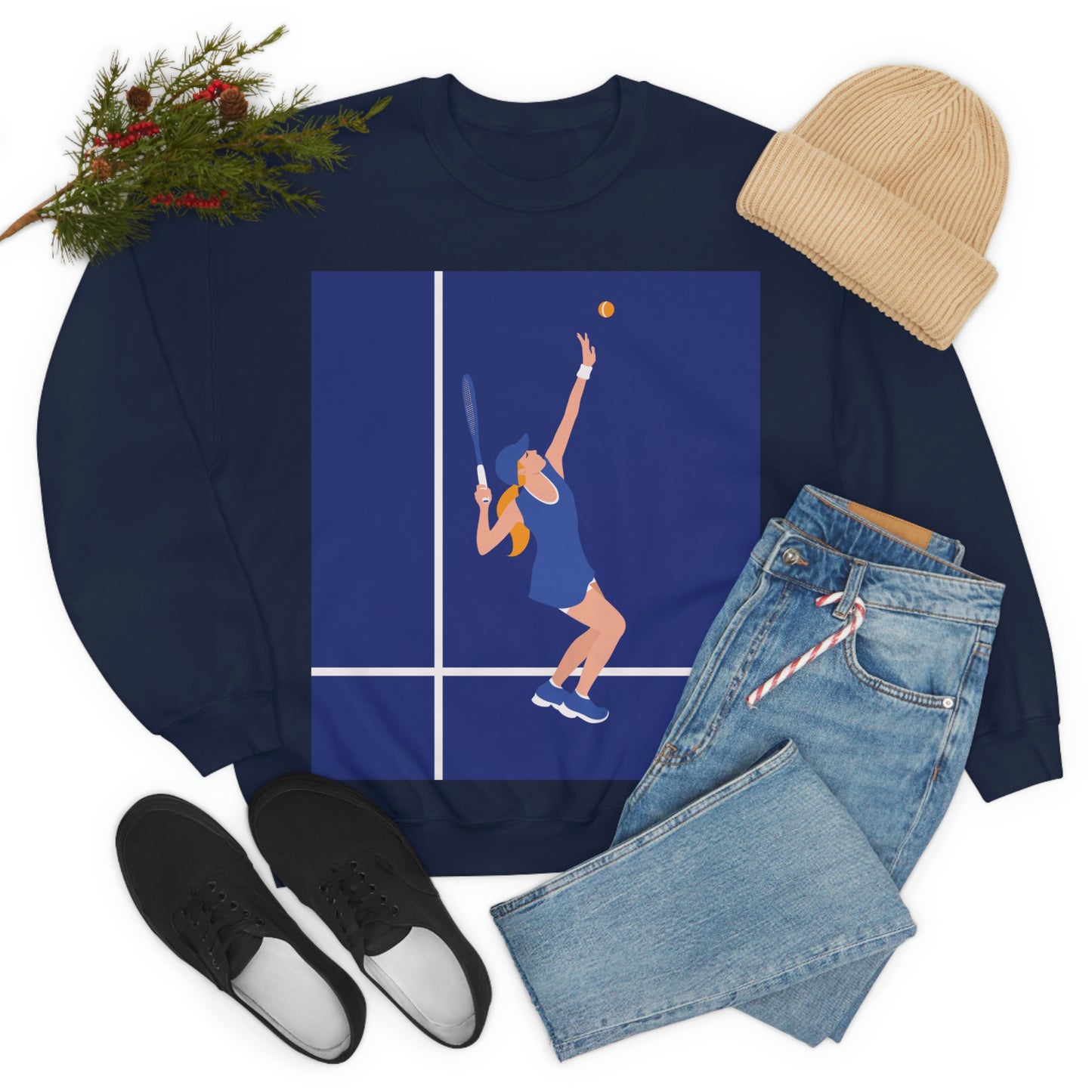 Tennis Player Blue Art Sports Team Unisex Heavy Blend™ Crewneck Sweatshirt