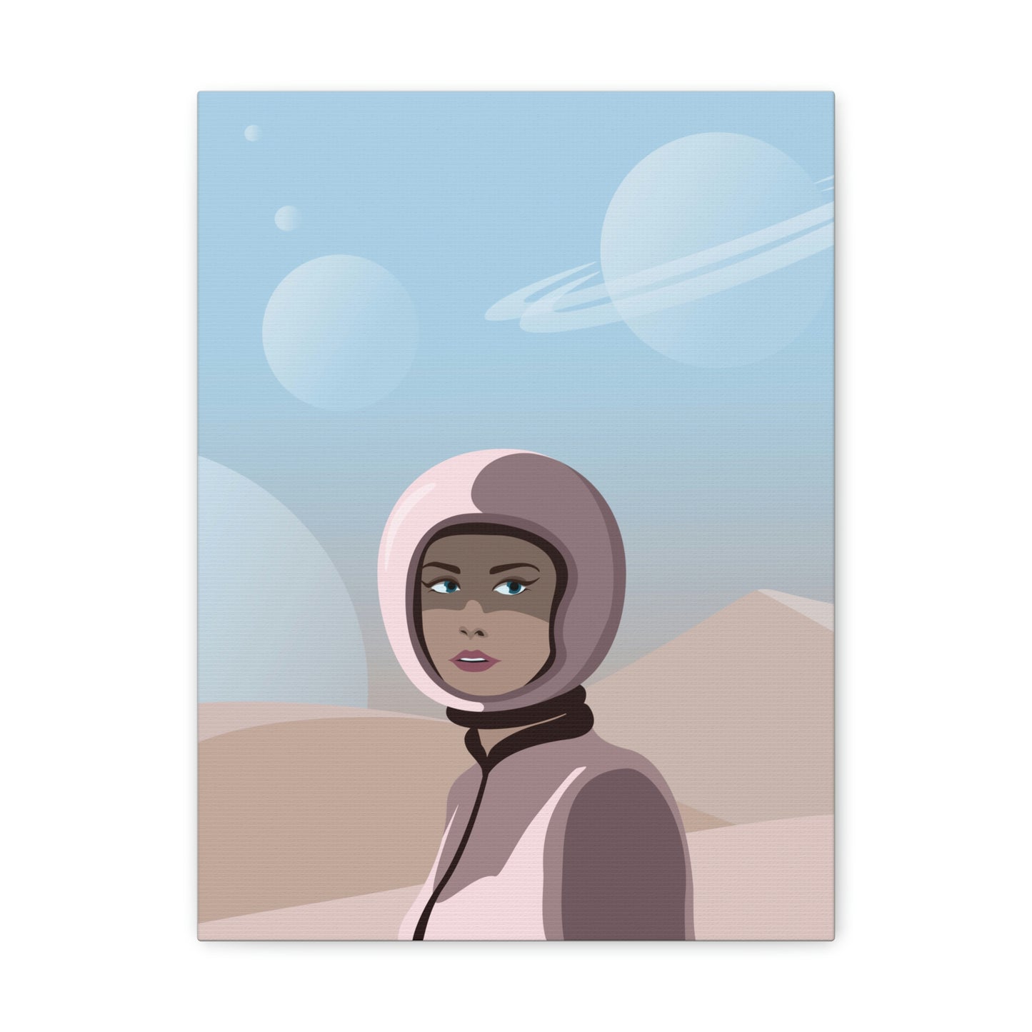 Astronaut Woman Aliens Minimal Aesthetic Classic Art Canvas Gallery Wraps