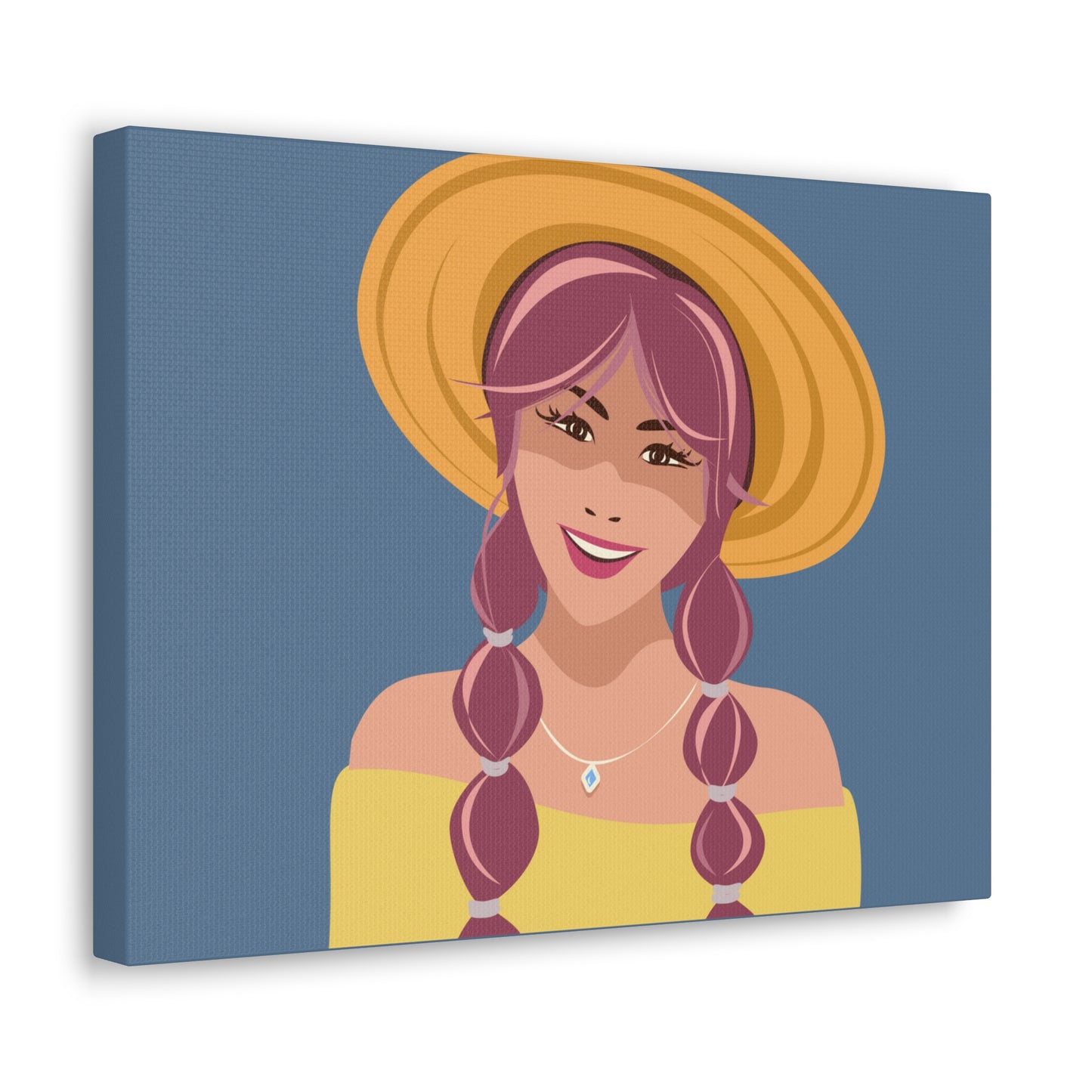 Happy Woman with Rose Hair Aesthetic Art Canvas Gallery Wraps