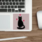 Black Cat with Heart Love Aesthetic Art Graphic Die-Cut Sticker