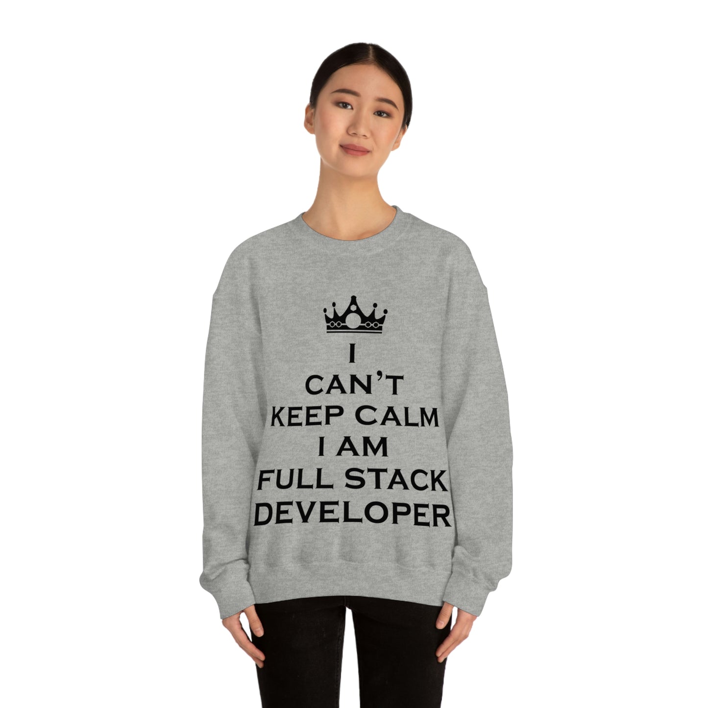 I Can`t Keep Calm I Am Full Stack Developer IT Funny Programming Unisex Heavy Blend™ Crewneck Sweatshirt