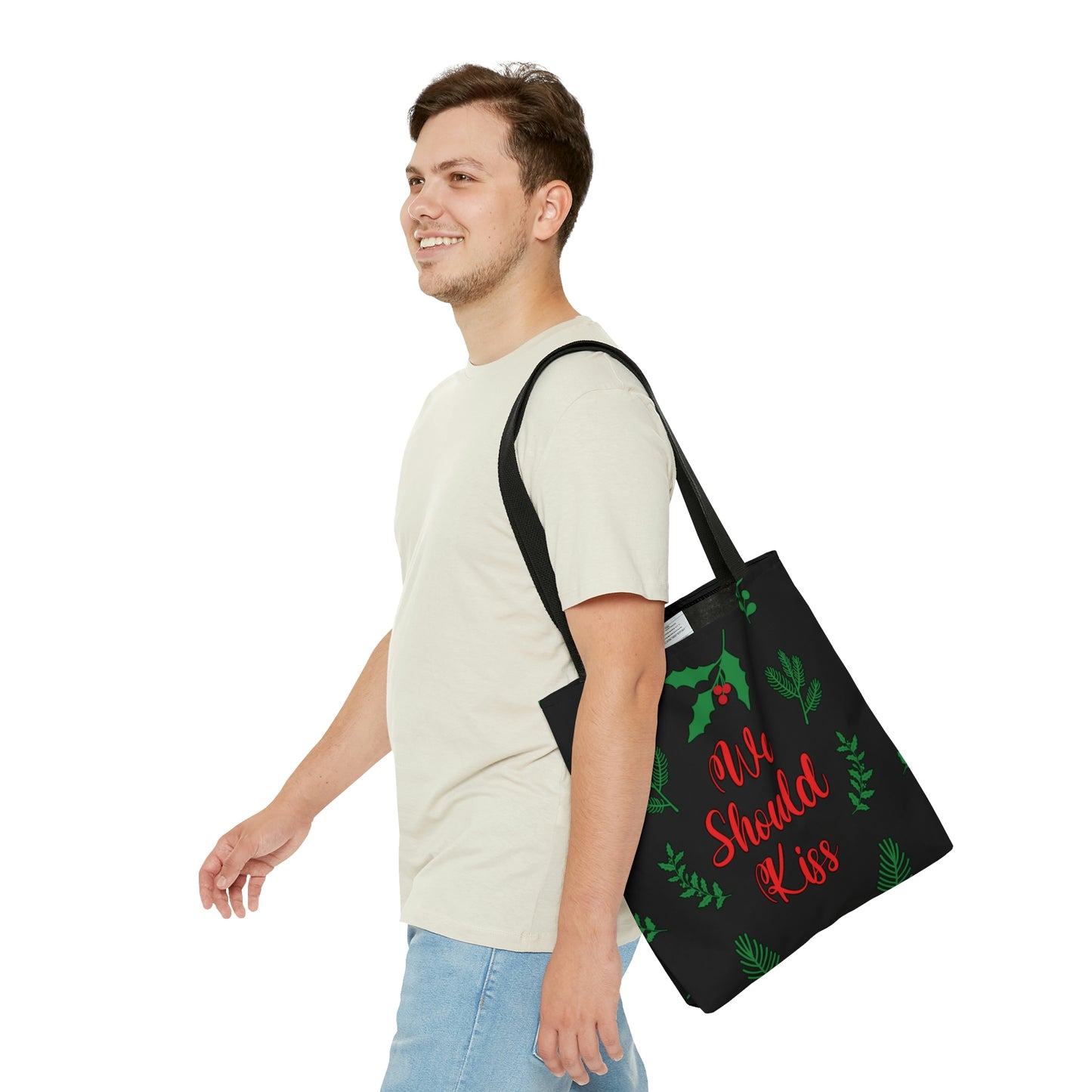 We Should Kiss Leaves Quotes AOP Tote Bag