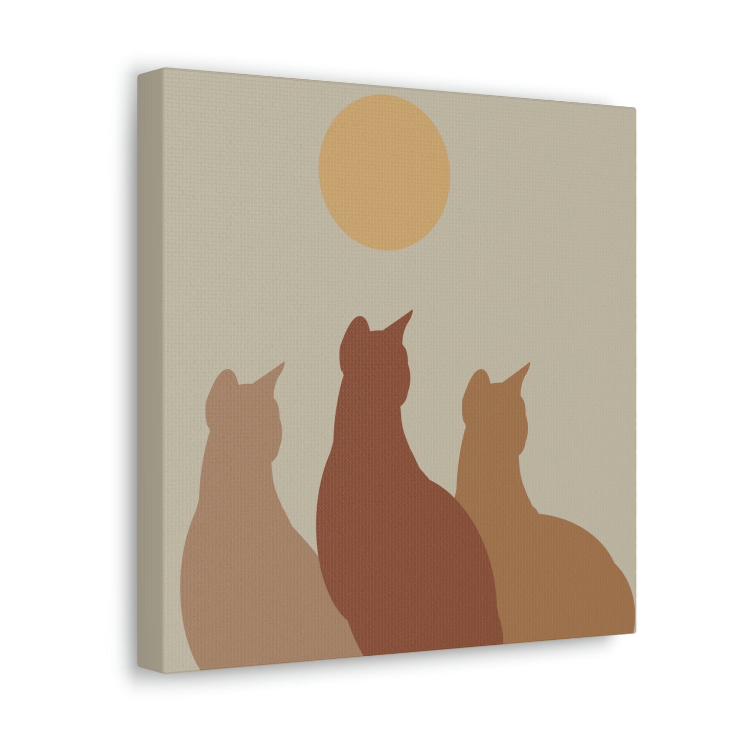 Abstract Boho Cats Relaxed Aesthetic Beige Minimalist Classic Art Canvas Gallery Wraps