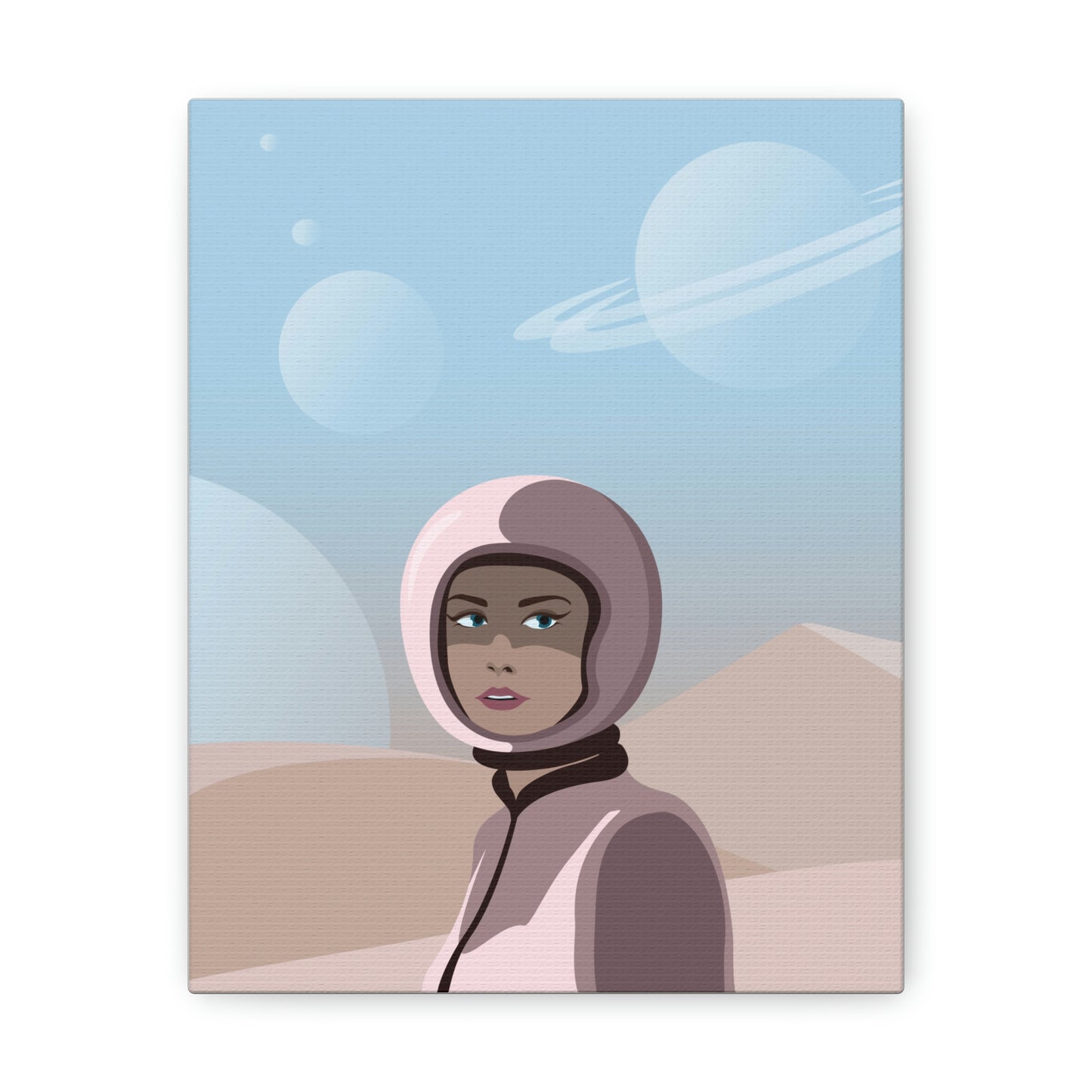 Astronaut Woman Aliens Minimal Aesthetic Classic Art Canvas Gallery Wraps