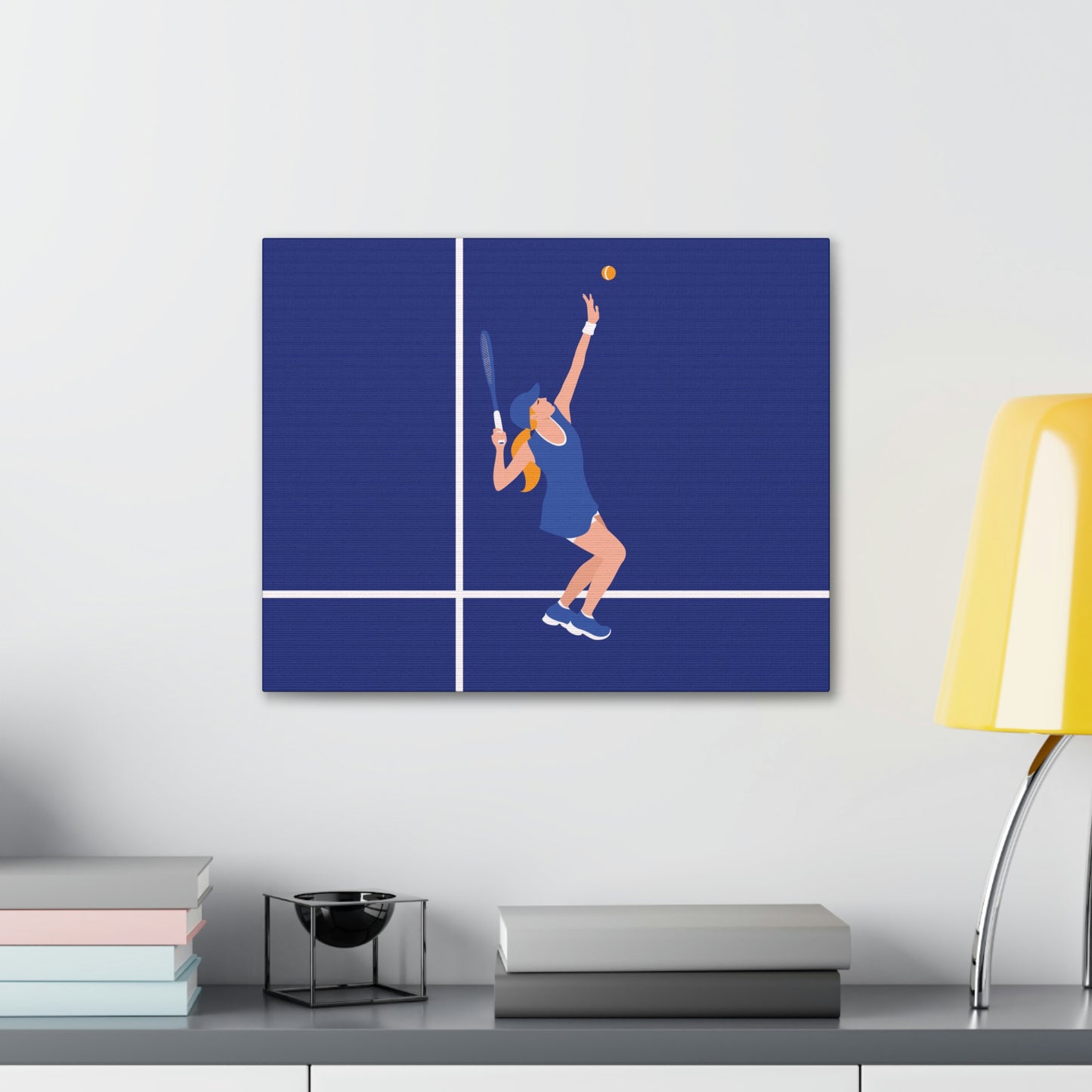 Tennis Player Blue Art Sports Team Classic Art Canvas Gallery Wraps