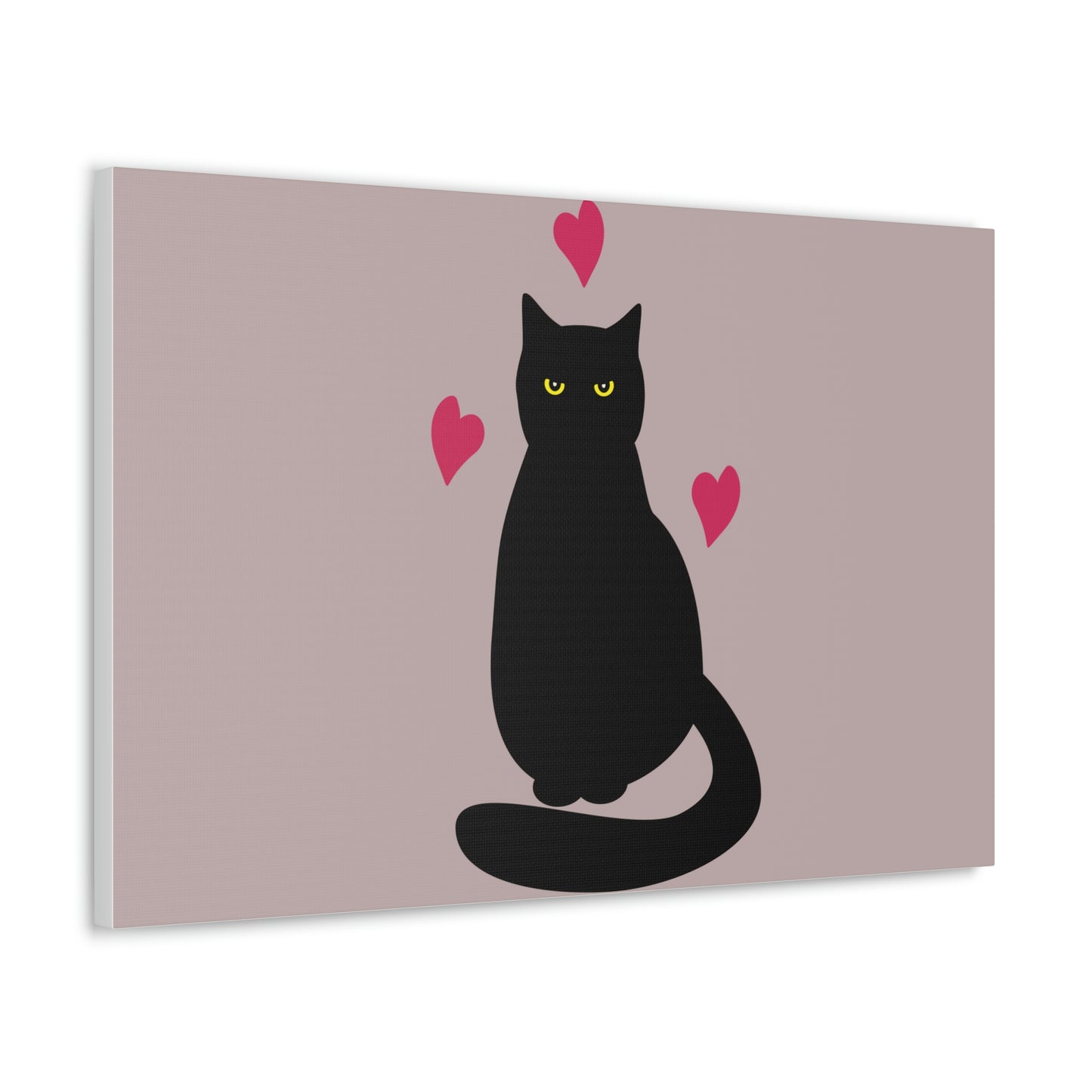 Black Cat with Heart Love Aesthetic Classic Art Canvas Gallery Wraps