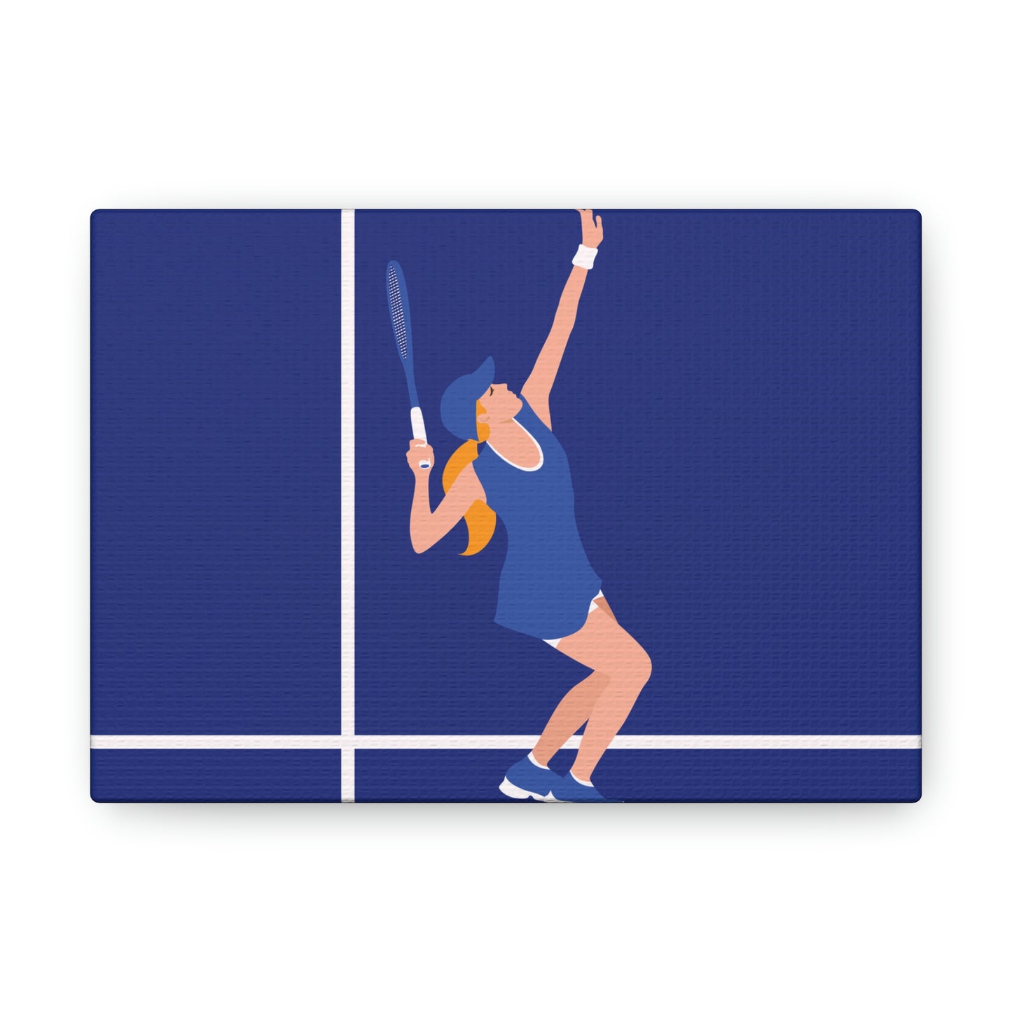 Tennis Player Blue Art Sports Team Classic Art Canvas Gallery Wraps