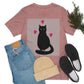 Black Cat with Heart Love Unisex Jersey Short Sleeve T-Shirt