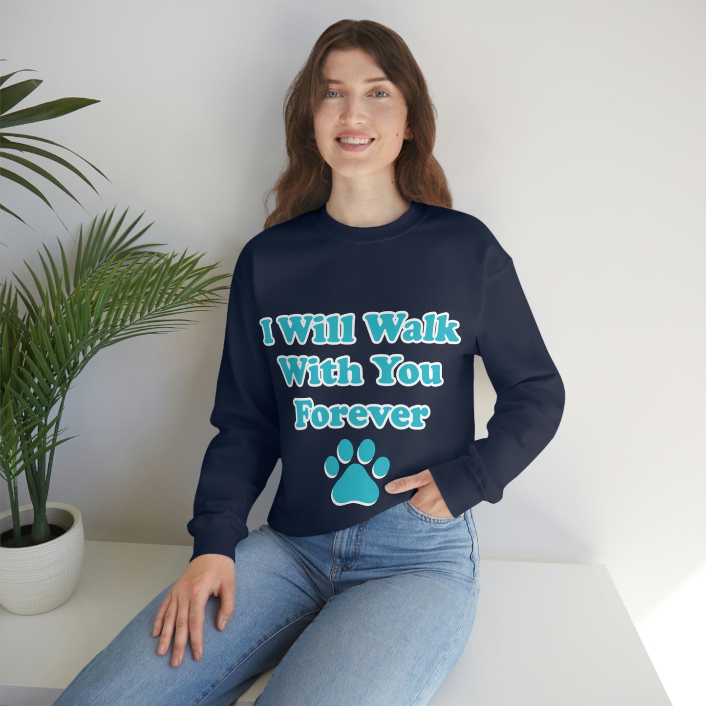 I Will Walk With You Forever Cat Lover Unisex Heavy Blend™ Crewneck Sweatshirt