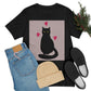 Black Cat with Heart Love Unisex Jersey Short Sleeve T-Shirt