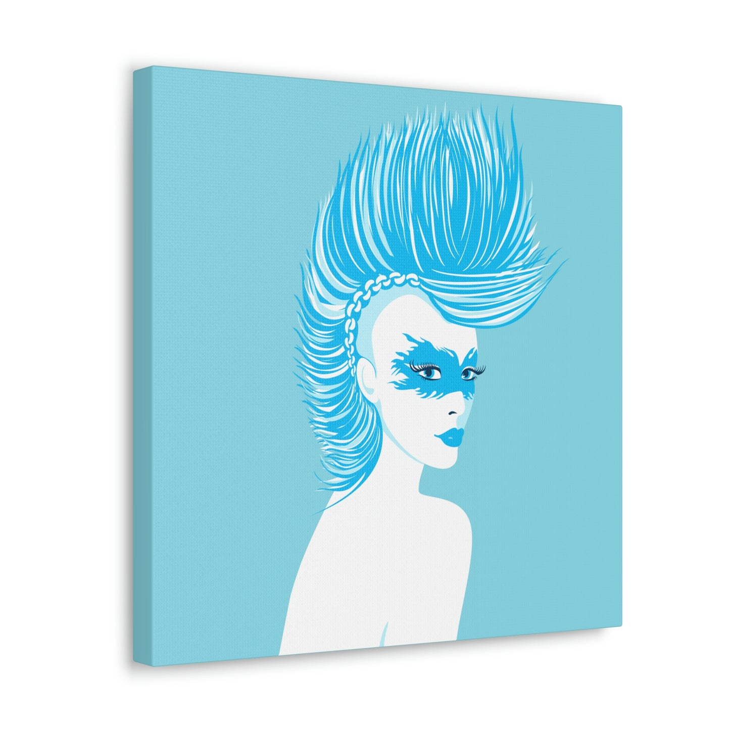 Blue Punk Woman Art Unique Edgy Graphic Aesthetic Classic Art Canvas Gallery Wraps