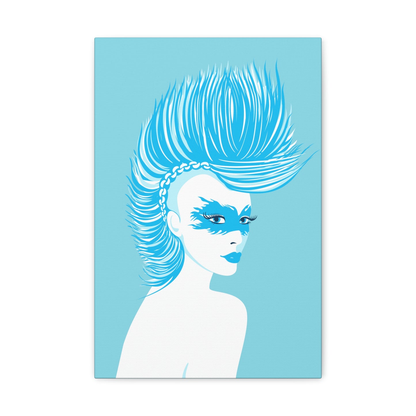 Blue Punk Woman Art Unique Edgy Graphic Aesthetic Classic Art Canvas Gallery Wraps