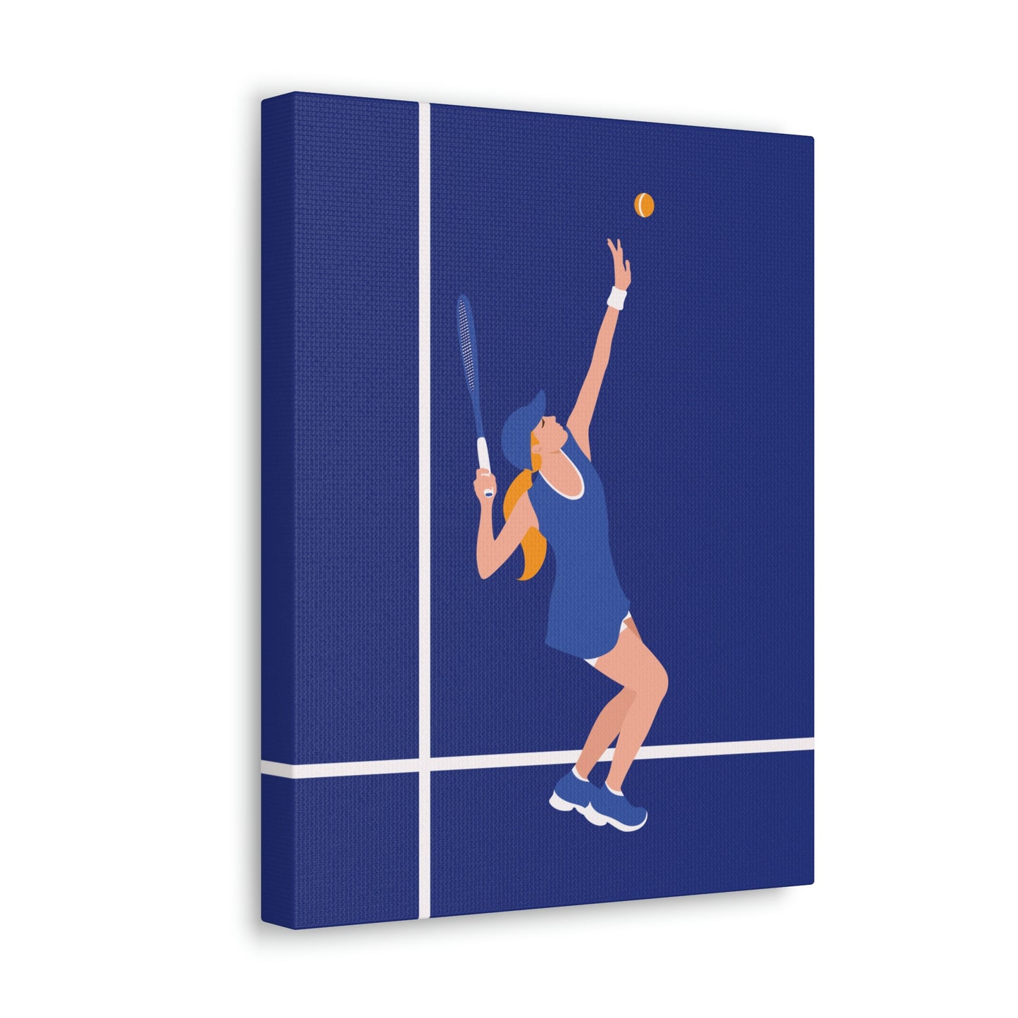 Tennis Player Blue Art Sports Team Classic Art Canvas Gallery Wraps