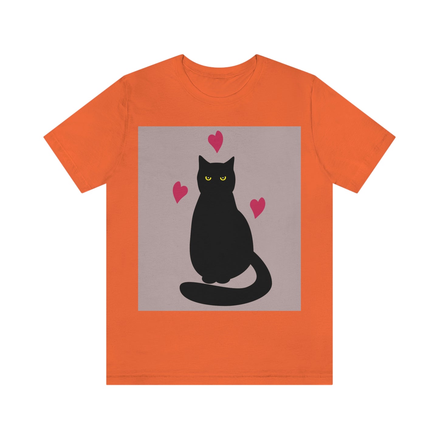 Black Cat with Heart Love Unisex Jersey Short Sleeve T-Shirt