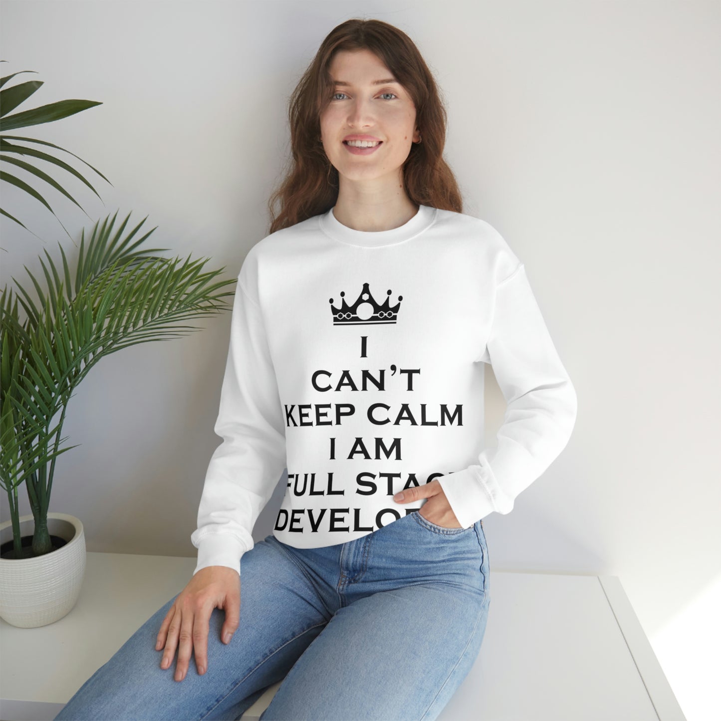 I Can`t Keep Calm I Am Full Stack Developer IT Funny Programming Unisex Heavy Blend™ Crewneck Sweatshirt