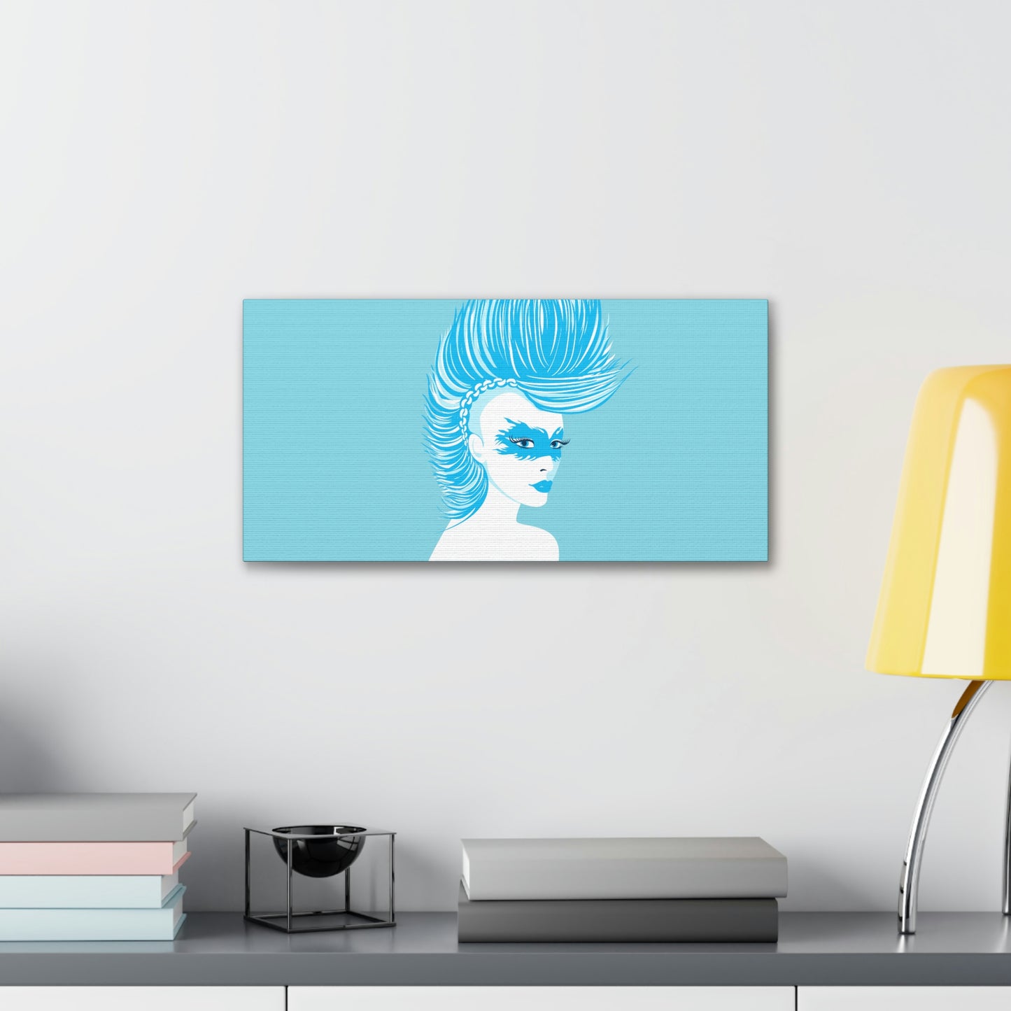 Blue Punk Woman Art Unique Edgy Graphic Aesthetic Classic Art Canvas Gallery Wraps