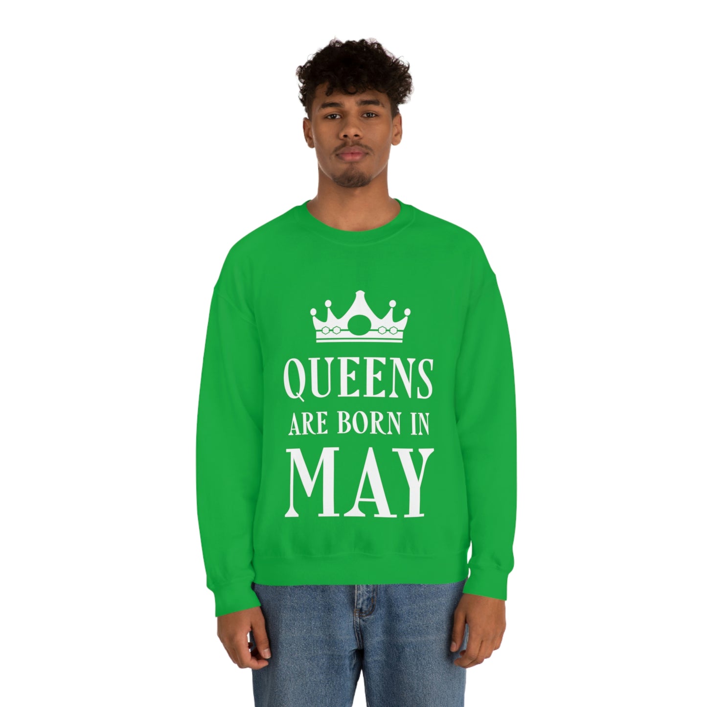 Queens Are Born in May Happy Birthday Unisex Heavy Blend™ Crewneck Sweatshirt