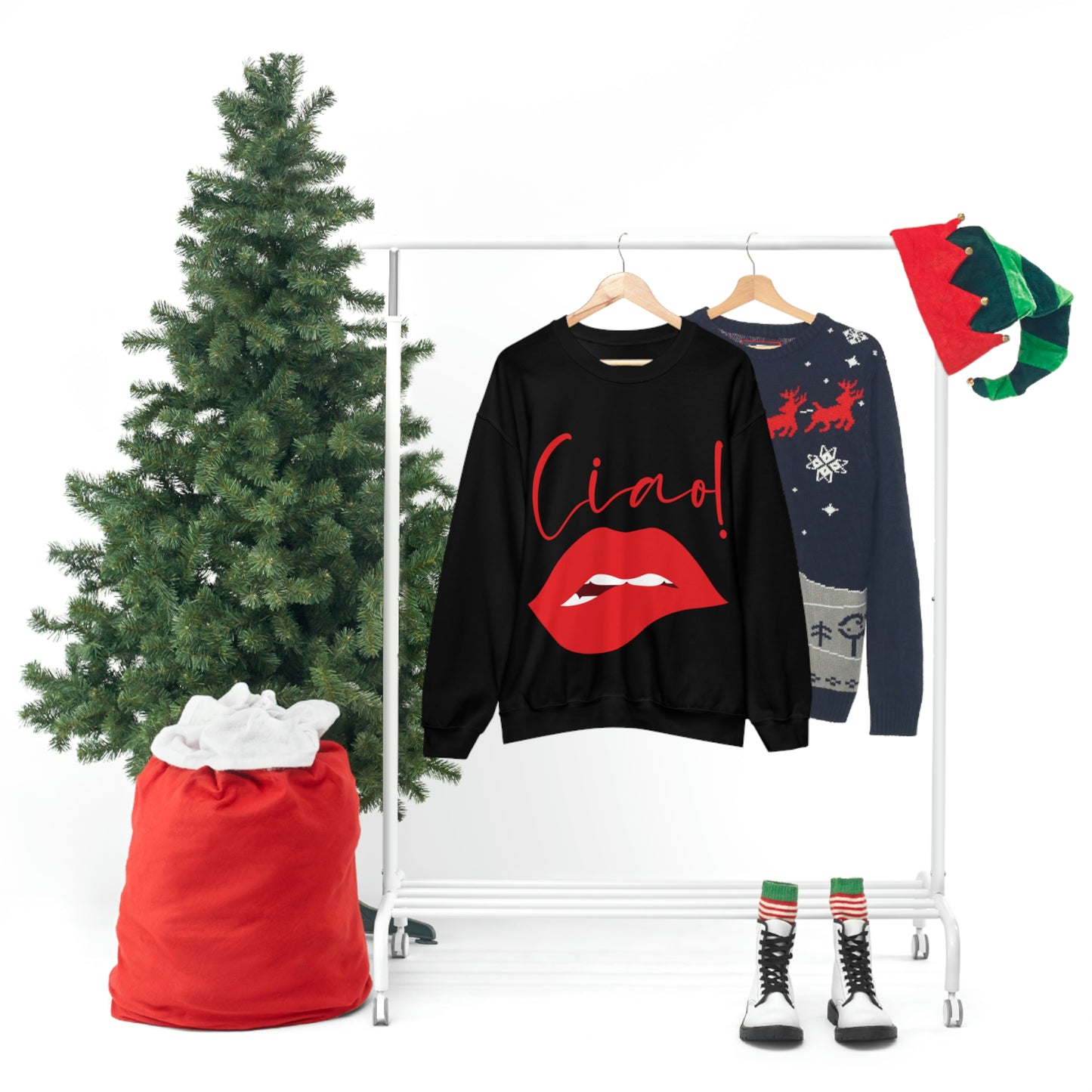 Ciao Hello Goodbye Red Lips Lipstick Unisex Heavy Blend™ Crewneck Sweatshirt