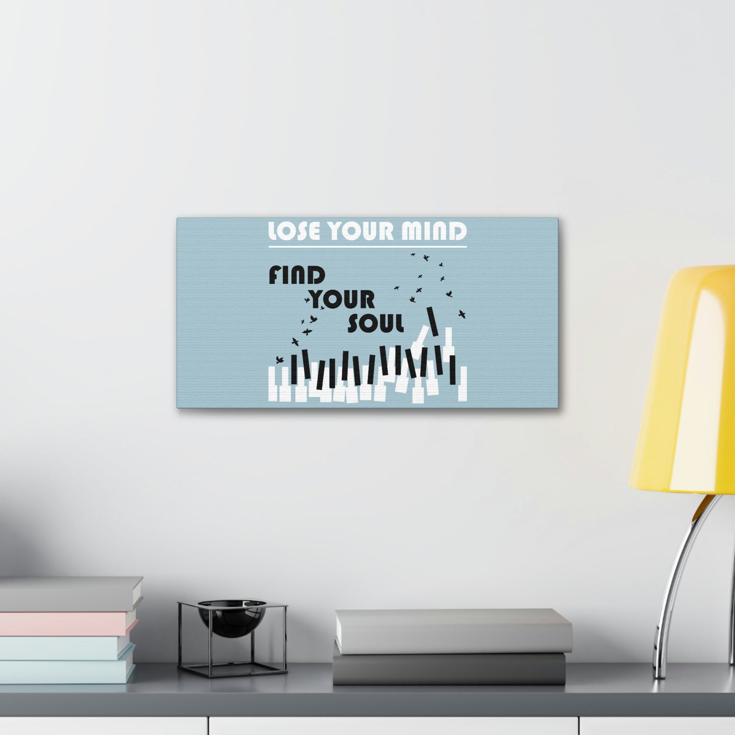 Lose Your Mind Find your Soul Flying birds Piano Keys Music Aesthetic Classic Art Canvas Gallery Wraps