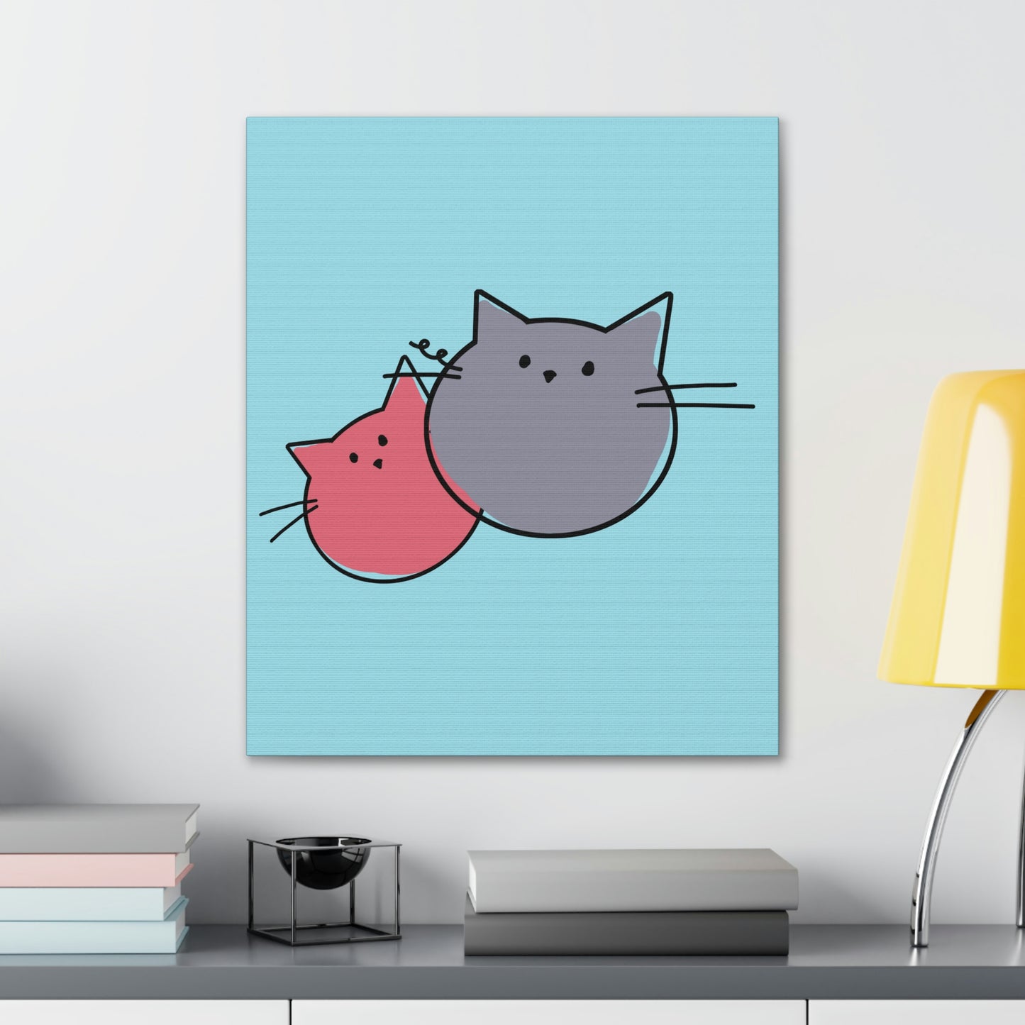 Funny Cartoon Cats Anime Meme Kawaii  Aesthetic Classic Art Canvas Gallery Wraps