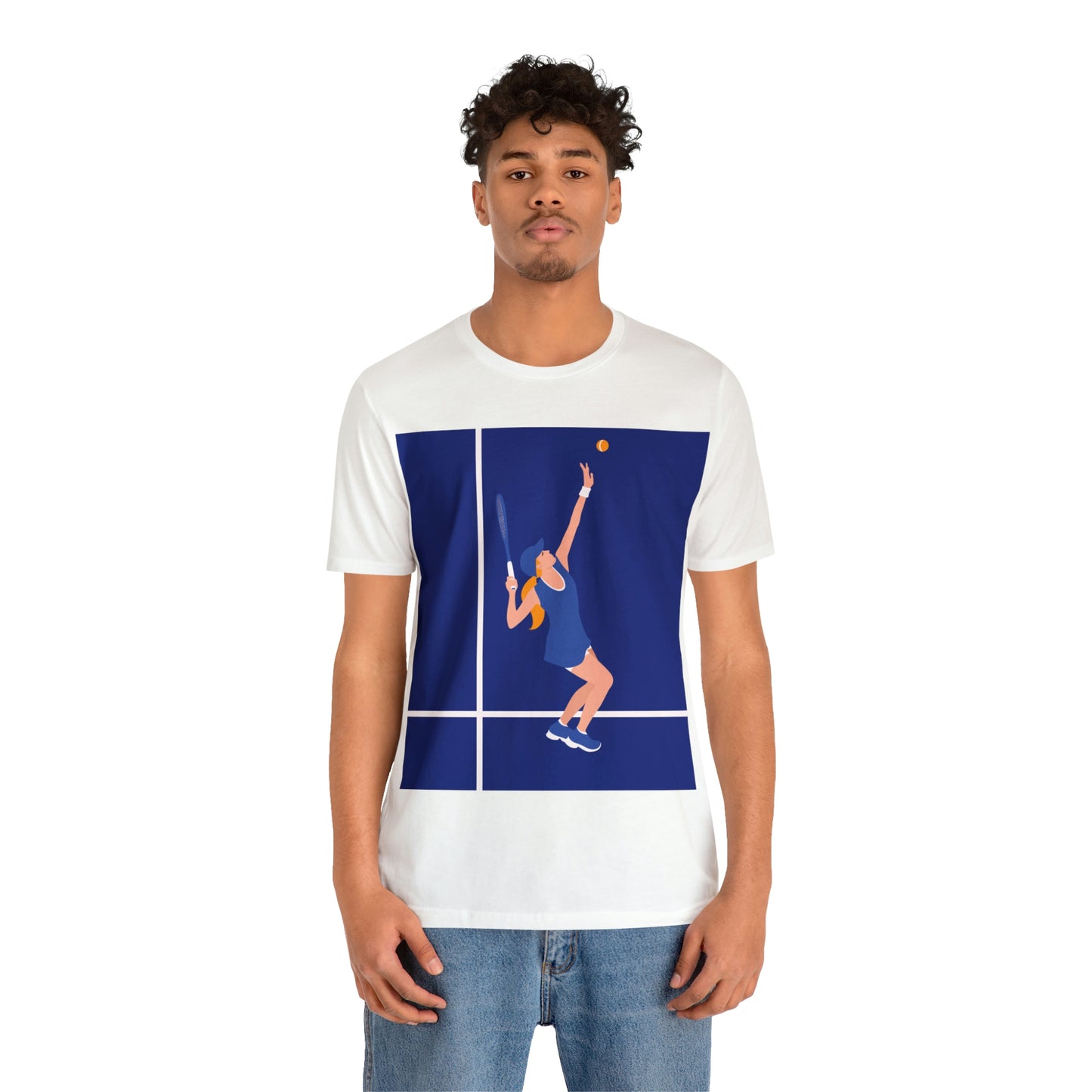 Tennis Player Blue Art Sports Team Unisex Jersey Short Sleeve T-Shirt