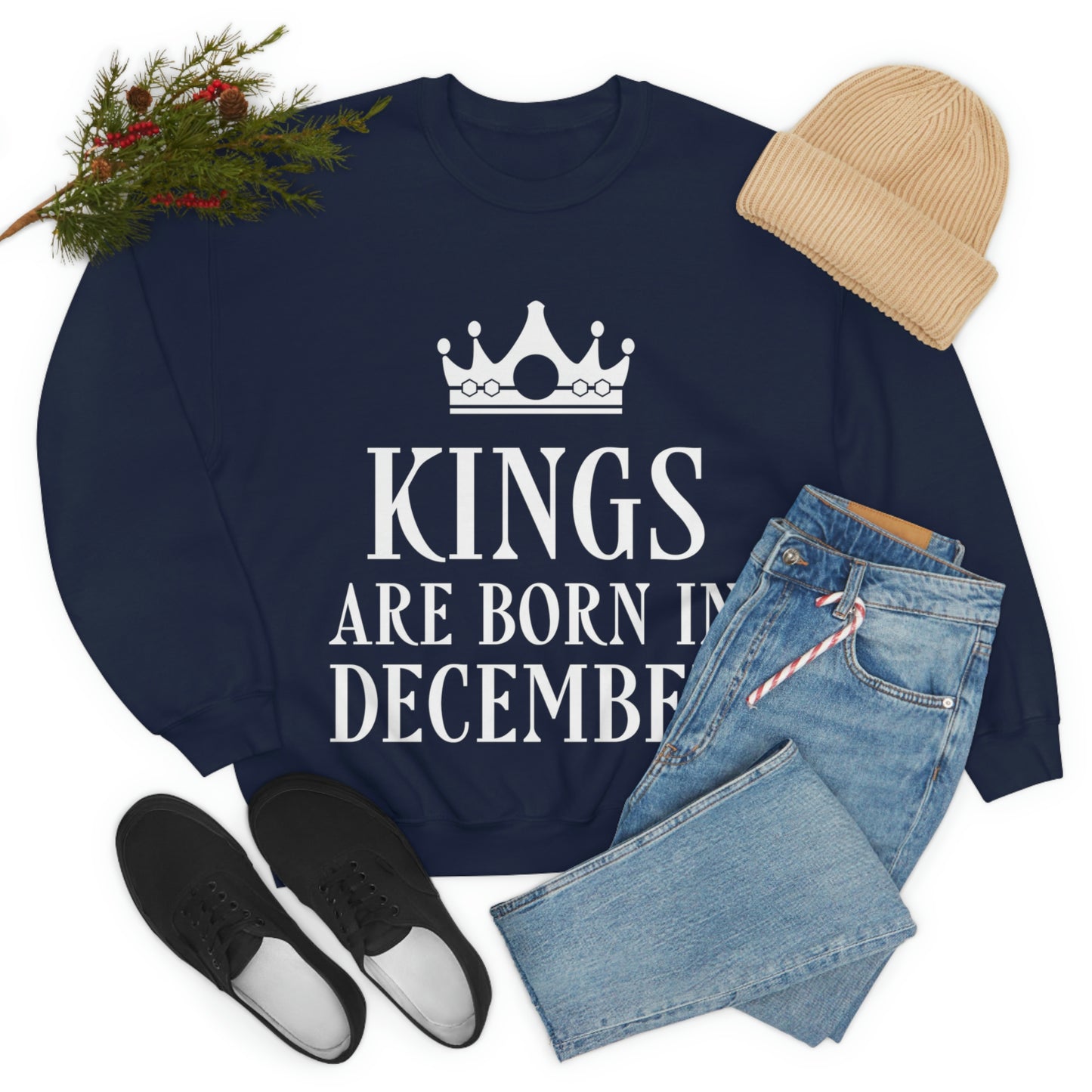 Kings Are Born in December Happy Birthday Unisex Heavy Blend™ Crewneck Sweatshirt