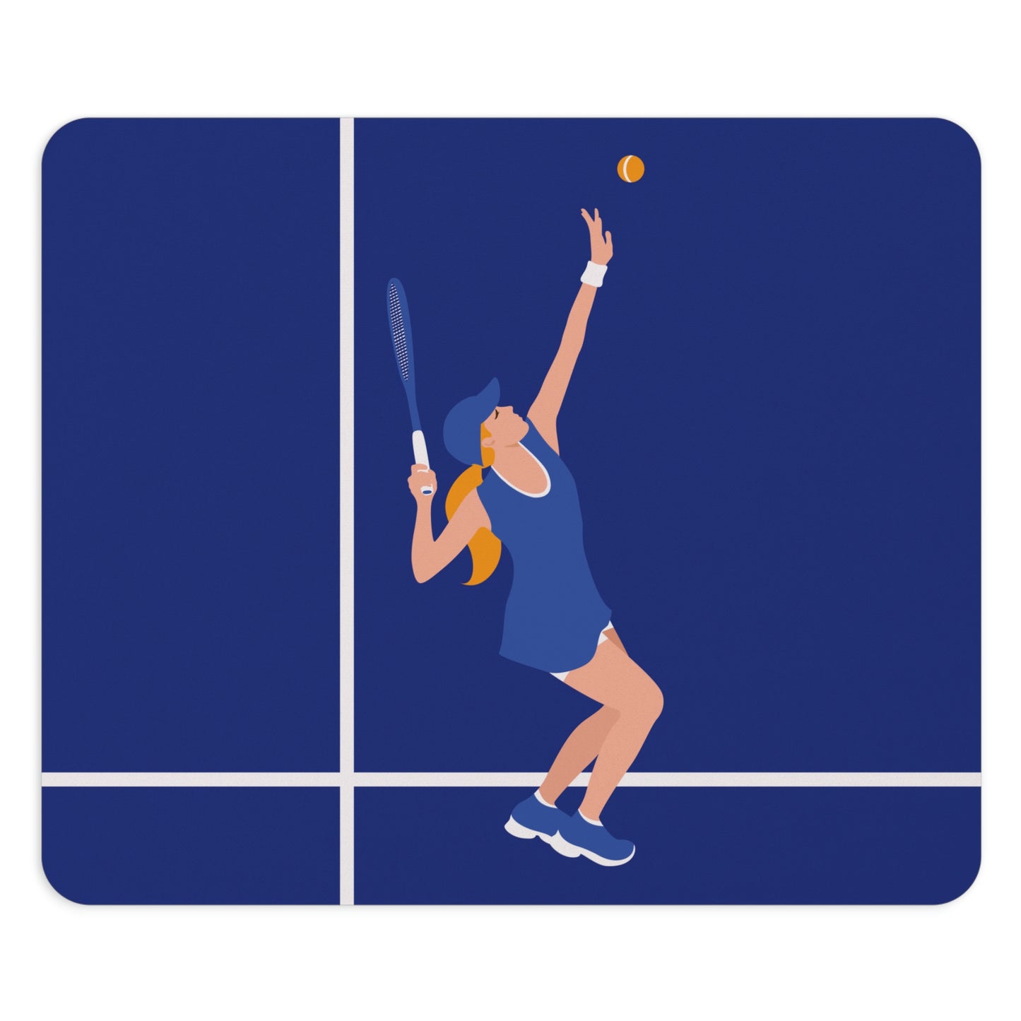 Tennis Player Blue Art Sports Team Ergonomic Non-slip Creative Design Mouse Pad