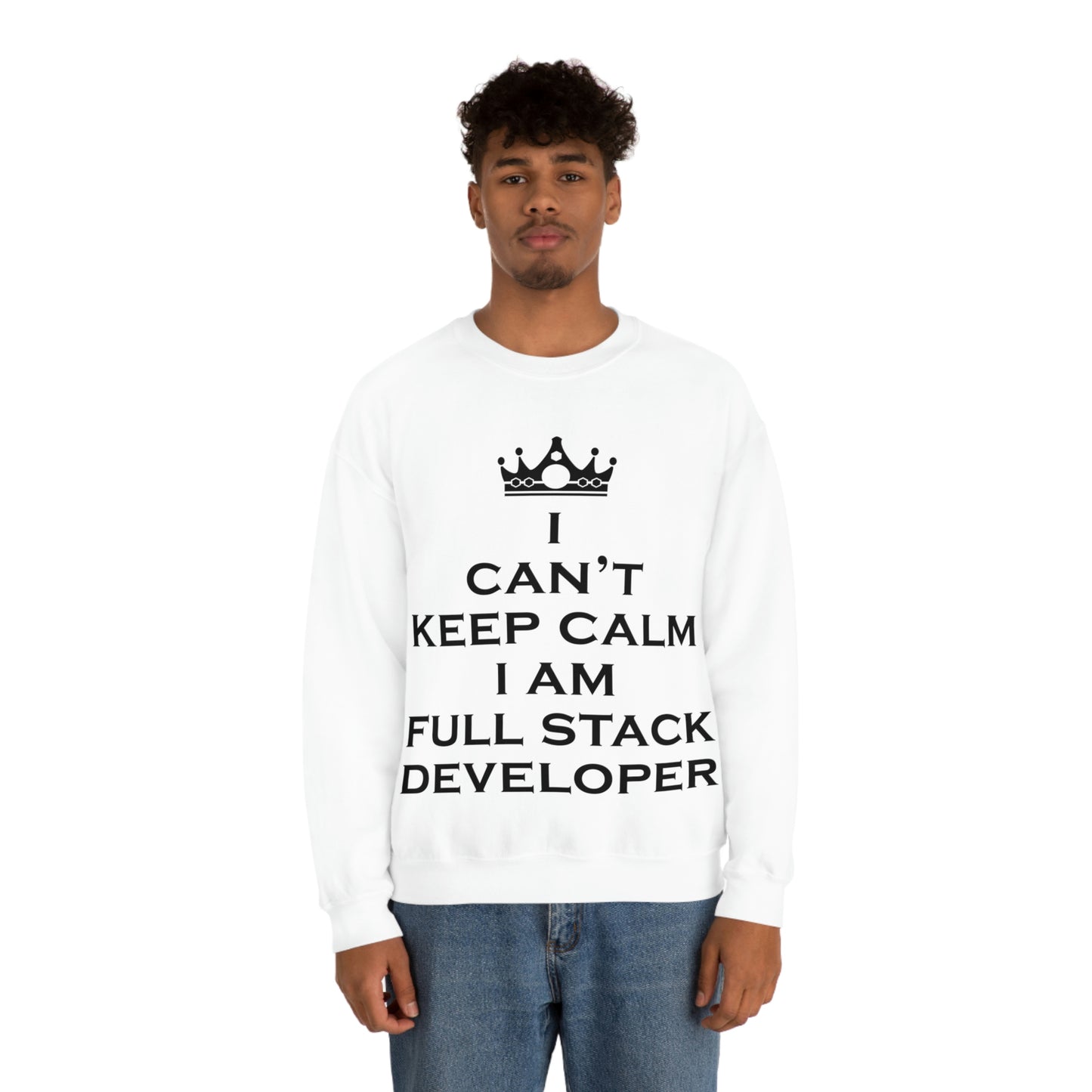 I Can`t Keep Calm I Am Full Stack Developer IT Funny Programming Unisex Heavy Blend™ Crewneck Sweatshirt