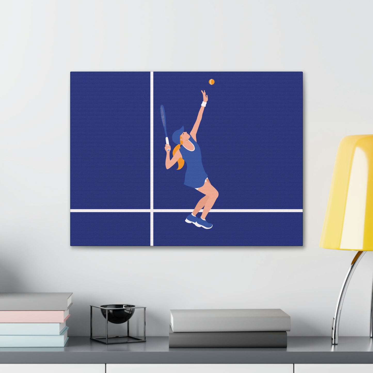 Tennis Player Blue Art Sports Team Classic Art Canvas Gallery Wraps