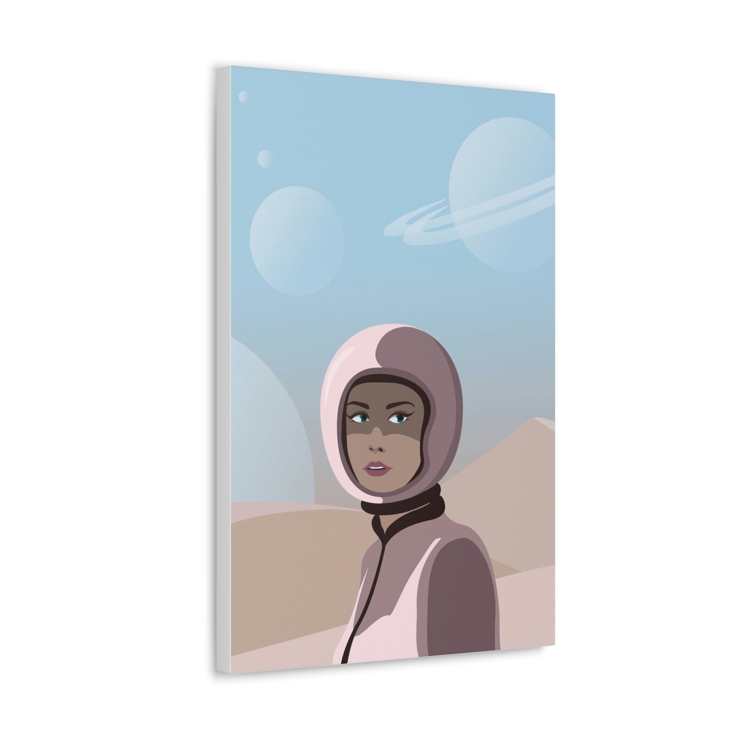 Astronaut Woman Aliens Minimal Aesthetic Classic Art Canvas Gallery Wraps