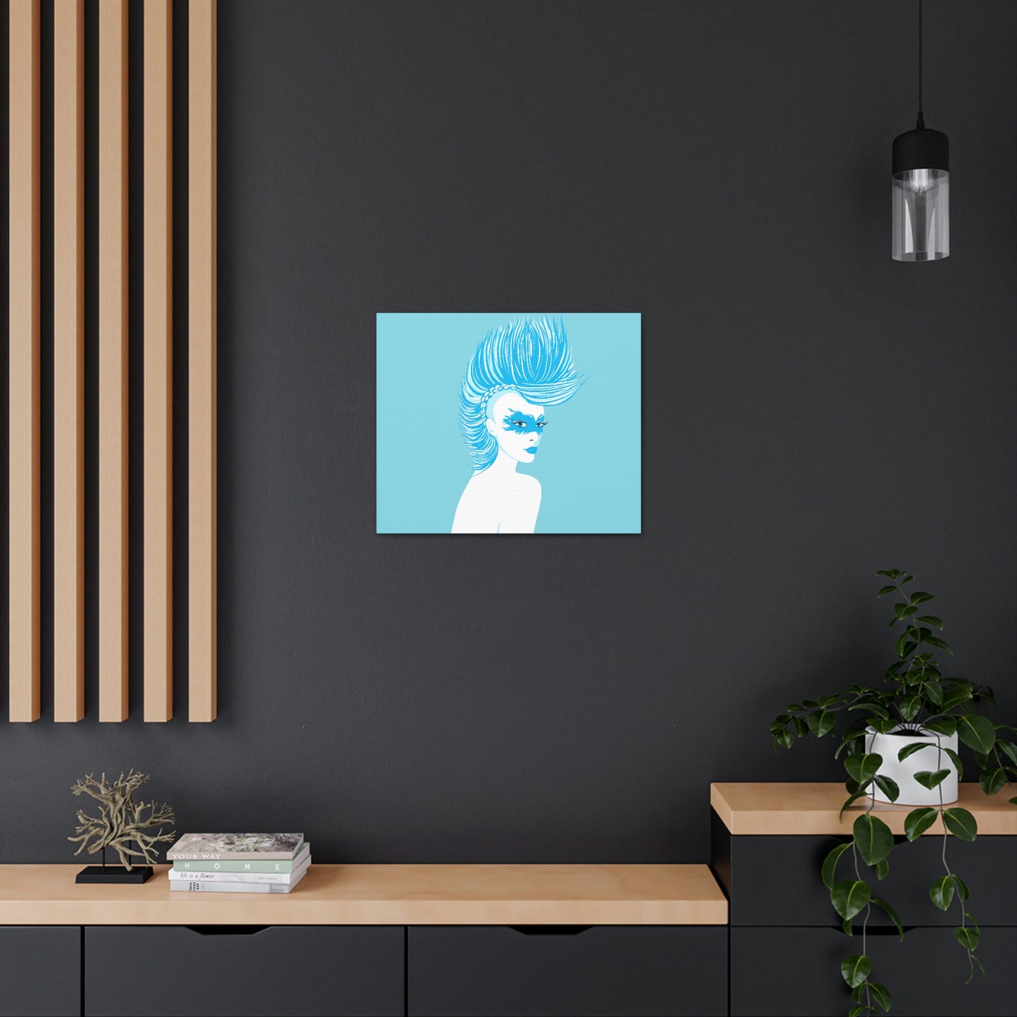 Blue Punk Woman Art Unique Edgy Graphic Aesthetic Classic Art Canvas Gallery Wraps