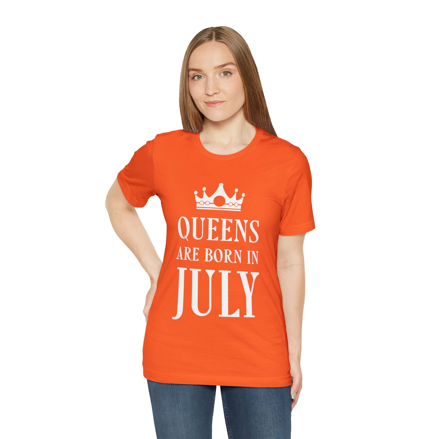 Queens Are Born in July Happy Birthday Unisex Jersey Short Sleeve T-Shirt