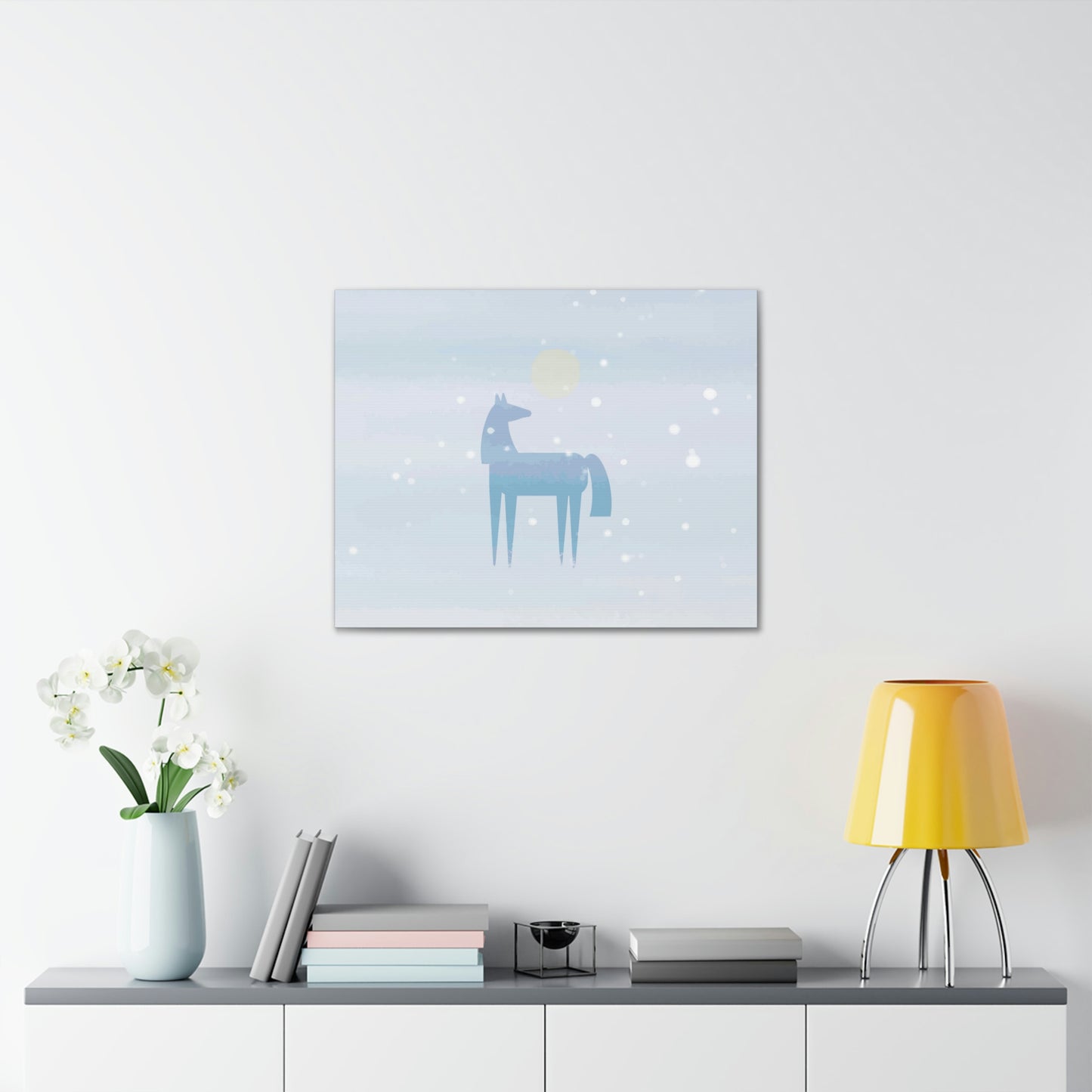 Horse Under the Snow Winter Landscape Art Aesthetic Classic Art Canvas Gallery Wraps