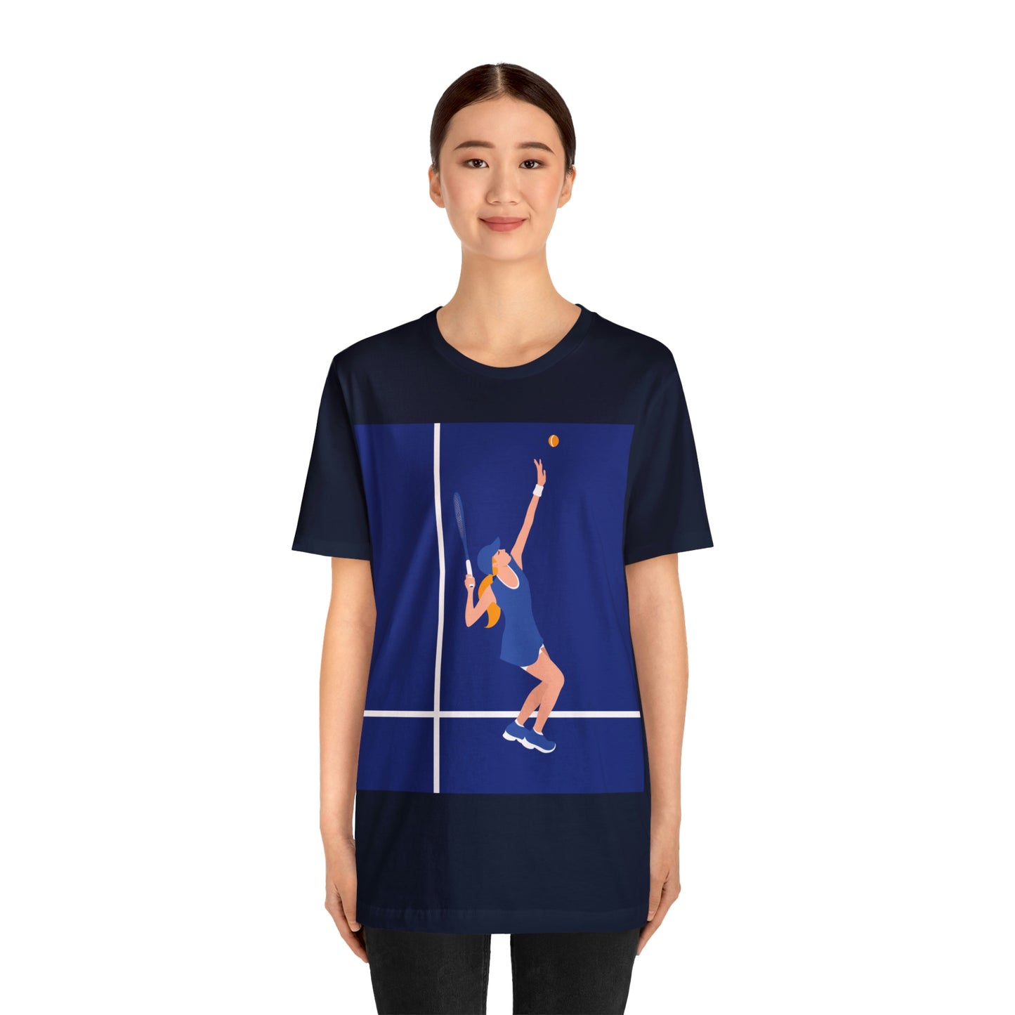 Tennis Player Blue Art Sports Team Unisex Jersey Short Sleeve T-Shirt